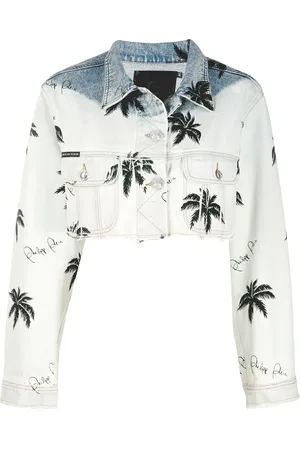 Philipp Plein Paradise print cropped denim jacket