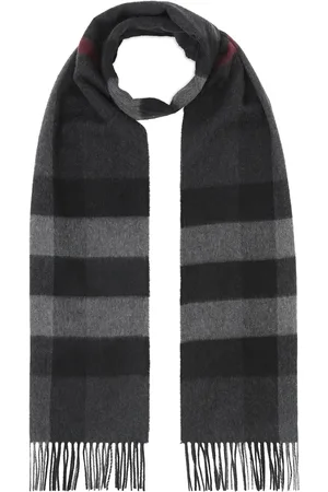 Burberry Plaid-check fringed cashmere scarf