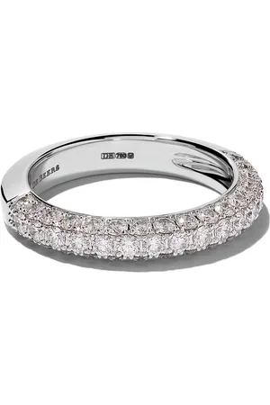 De Beers 18kt white gold DB Darling half pav?? diamond large band