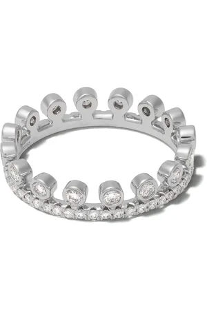 De Beers 18kt white gold Dewdrop one line diamond pave band