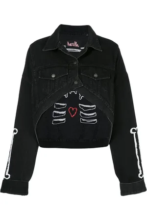 HACULLA Bone print cropped denim jacket