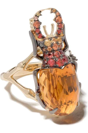 ANNOUSHKA 18kt yellow Mythology citrine beetle ring