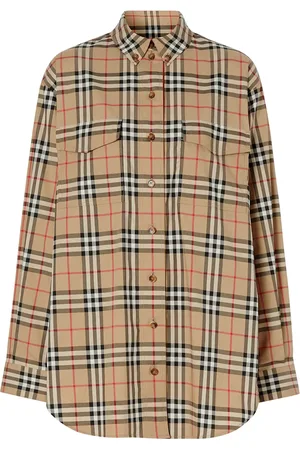 Burberry Vintage Check Stretch Cotton Oversized Shirt