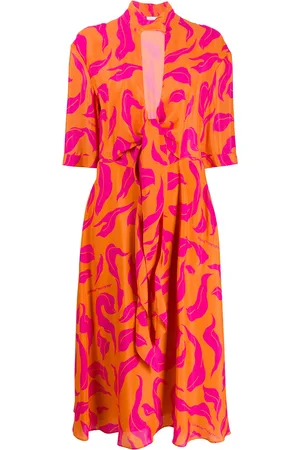 OFF-WHITE Leaf print plung dress