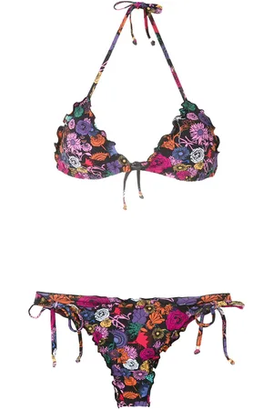 AMIR SLAMA Ruffled triangle bikini set