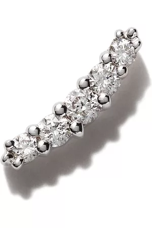 Stone Women Earrings - 18kt white gold Line button diamond earring
