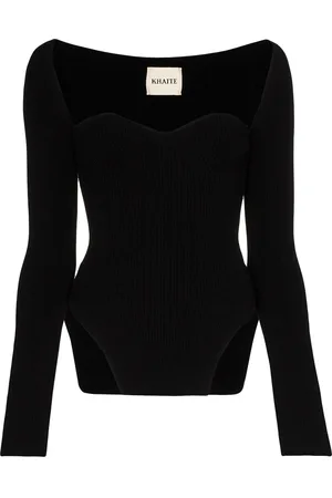 Khaite Maddy ribbed sweetheart neckline top