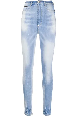Philipp Plein Faded embroidered detail jeans