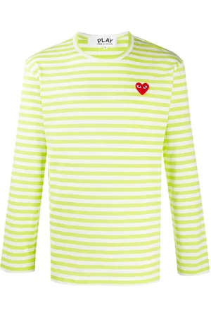 Comme des Garçons Striped heart-logo T-shirt