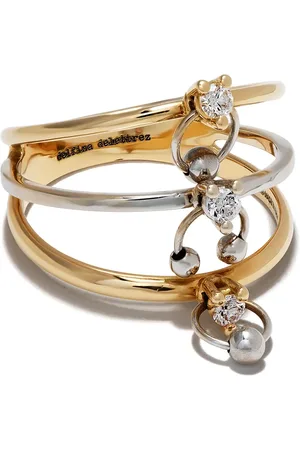 DELFINA DELETTREZ 18kt yellow and white Two-in-One diamond ring piercing triple ring