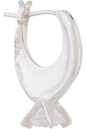 E.M. Small crystal hoop earring
