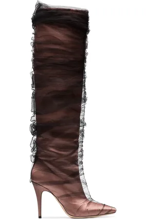 OFF-WHITE C/O Jimmy Choo Elisabeth 100 Tulle Wrapped Satin Boots