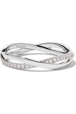 De Beers 18kt white gold Infinity half pave diamond band