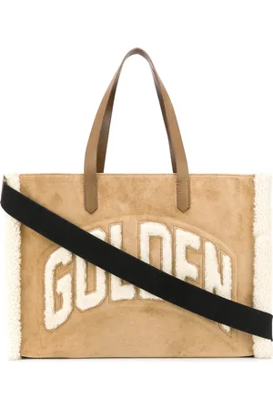 Golden Goose Textured fleece logo tote bag