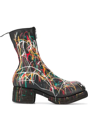 GUIDI Paint splattered ankle boots