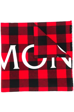 Moncler Logo-check wool scarf