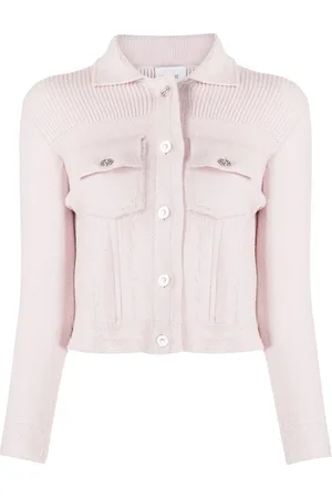 Barrie Contrast-stitch knitted jacket