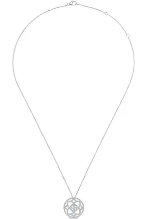 De Beers 18kt white gold Enchanted Lotus large medal diamond pendant necklace