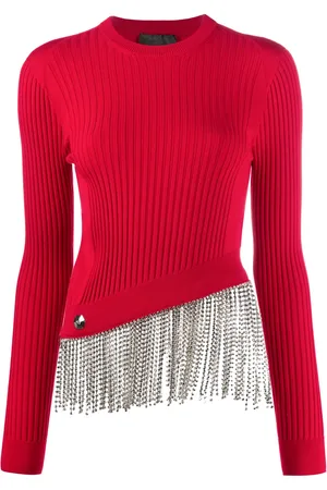 Philipp Plein Crystal-hem ribbed top