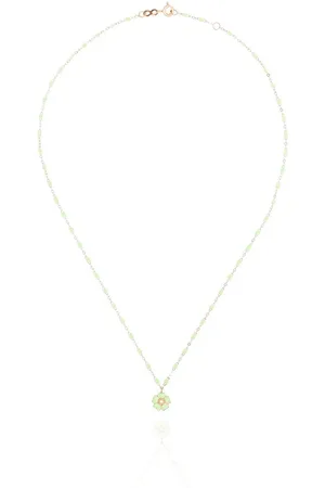 GIGI CLOZEAU 18kt yellow beaded floral-pendant necklace