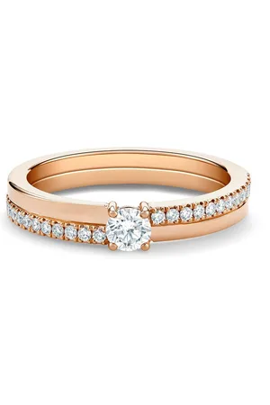 De Beers 18kt rose The Promise small round brilliant diamond ring