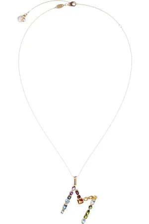 Dolce & Gabbana 18kt yellow initial M gemstone necklace