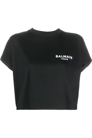 Balmain Logo-embroidered cropped T-shirt