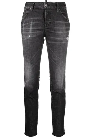 Dsquared2 Distressed-effect logo-patch denim jeans