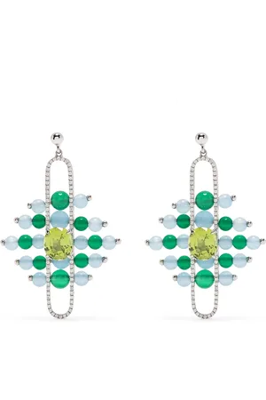 ZEEMOU ZENG 18kt white gold diamond pave Impressionists Dangle earrings