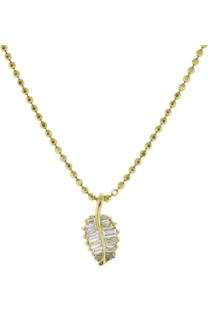 Anita Beaded chain palm leaf necklace
