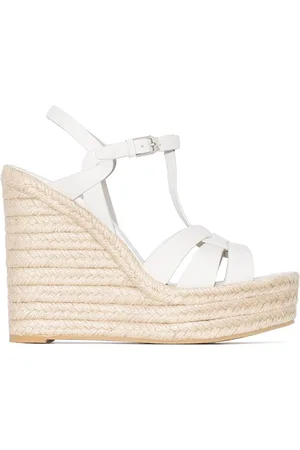 Saint Laurent Tribute 85mm leather espadrille wedges