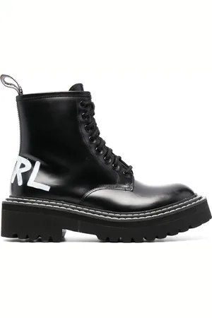 Karl Lagerfeld Troupe brush-logo combat boots