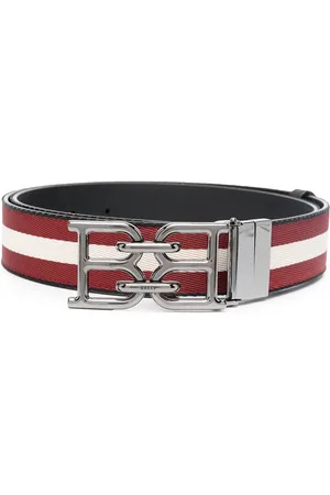 Bally B-Chain buckled striped belt