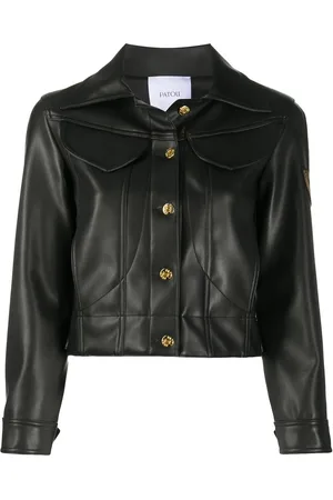 Patou Logo-embroidered faux-leather jacket