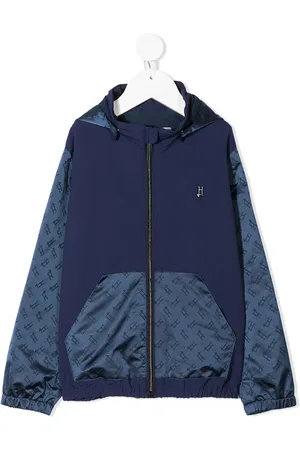 HERNO Logo-print zip-up hooded jacket