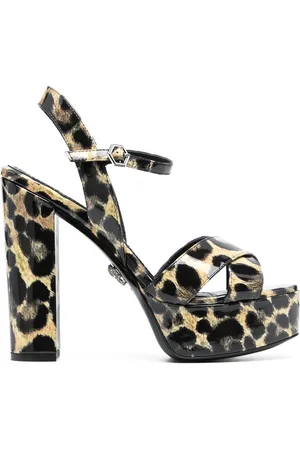 Philipp Plein Patent platform leopard print sandals