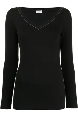 Brunello Cucinelli V-neck cotton blend top