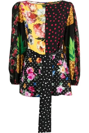 Dolce & Gabbana Mix-print belted blouse