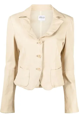 Giorgio Armani 2000s notched lapels leather jacket