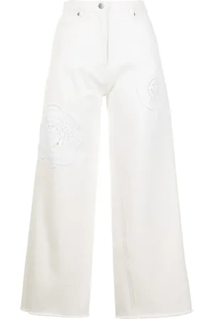GOEN.J Crochet-detail wide-leg jeans