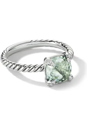 David Yurman Sterling silver Chatelaine prasiolite and diamond ring (8mm)