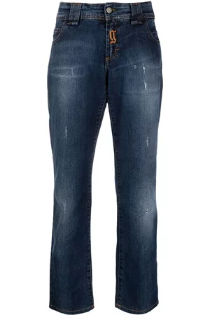 John Galliano 2000s logo-embroidered boyfriend jeans