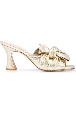 Madison.Maison Knot-bow sculpted heel mules