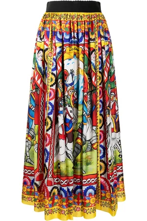 Dolce & Gabbana Carretto-print twill midi skirt