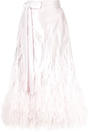 Rochas Feather-embellished bow detail skirt