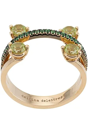 DELFINA DELETTREZ 18kt yellow Linked Dots 18kt yellow peridot and tsavorite ring