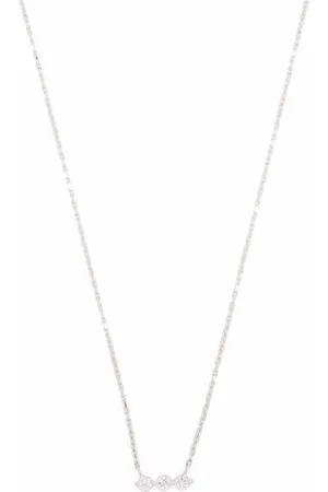 Dinny Hall 14kt white gold Shuga three stone diamond bar necklace