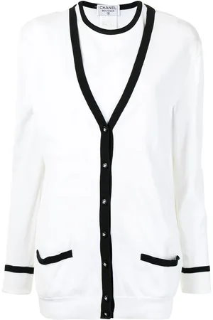 CHANEL 1996 contrasting edge top and cardigan set