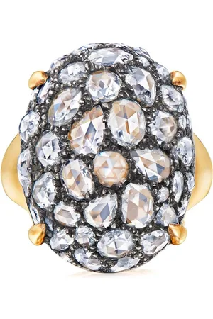 Fred Leighton 18kt yellow rose cut diamond oval bombe cocktail ring