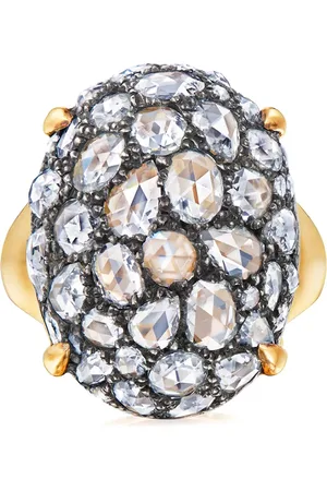 Fred Leighton 18kt yellow rose cut diamond oval bombe cocktail ring
